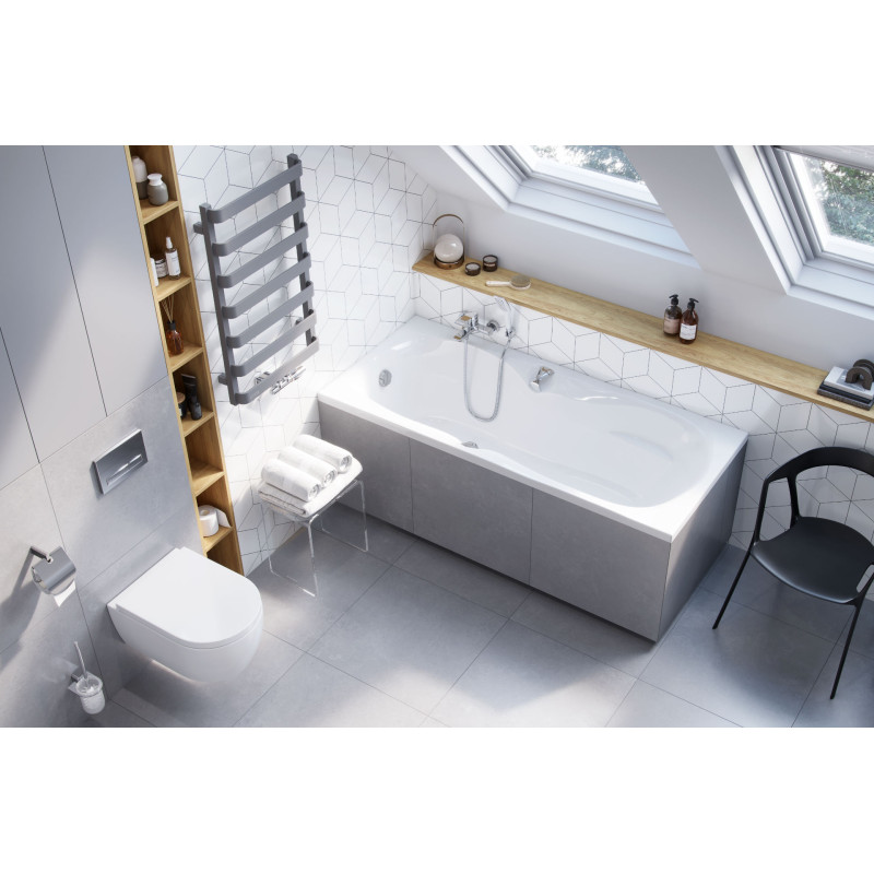 Canyon II wanna prostokątna 170x75 cm biały połysk, 2 uchwyty, chrom