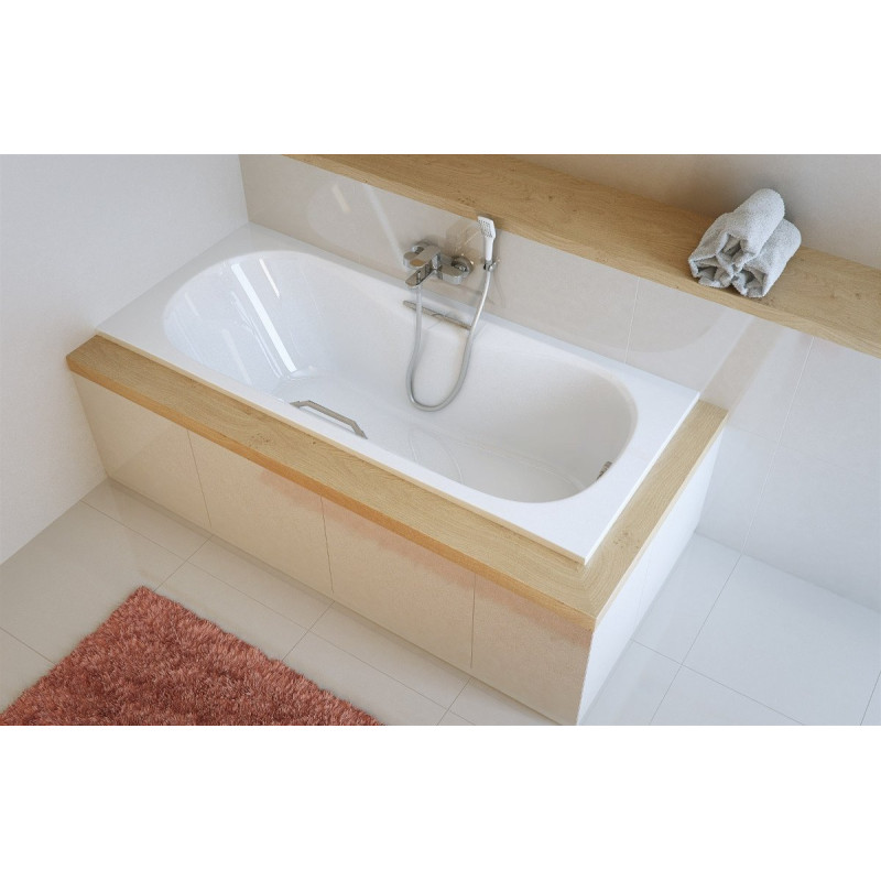 Clesis wanna prostokątna 170x75 cm biały połysk, uchwyty chrom