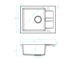 Kuchinox Shire zlewozmywak granitowy czarny 440x560 1-komorowy