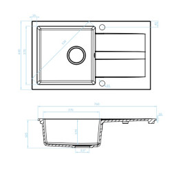 Zlewozmywak Shire Lux 1-komorowy z Ociekaczem, Czarny 50 cm, Trwałość i Styl na Lata