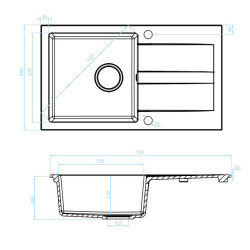 Kuchinox Shire zlewozmywak granitowy beż 440x760 1-komorowy
