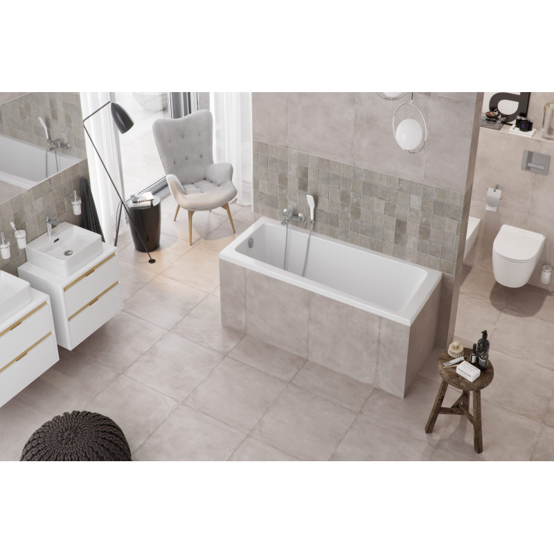 Ava wanna prostokątna 160x70 cm, biały połysk