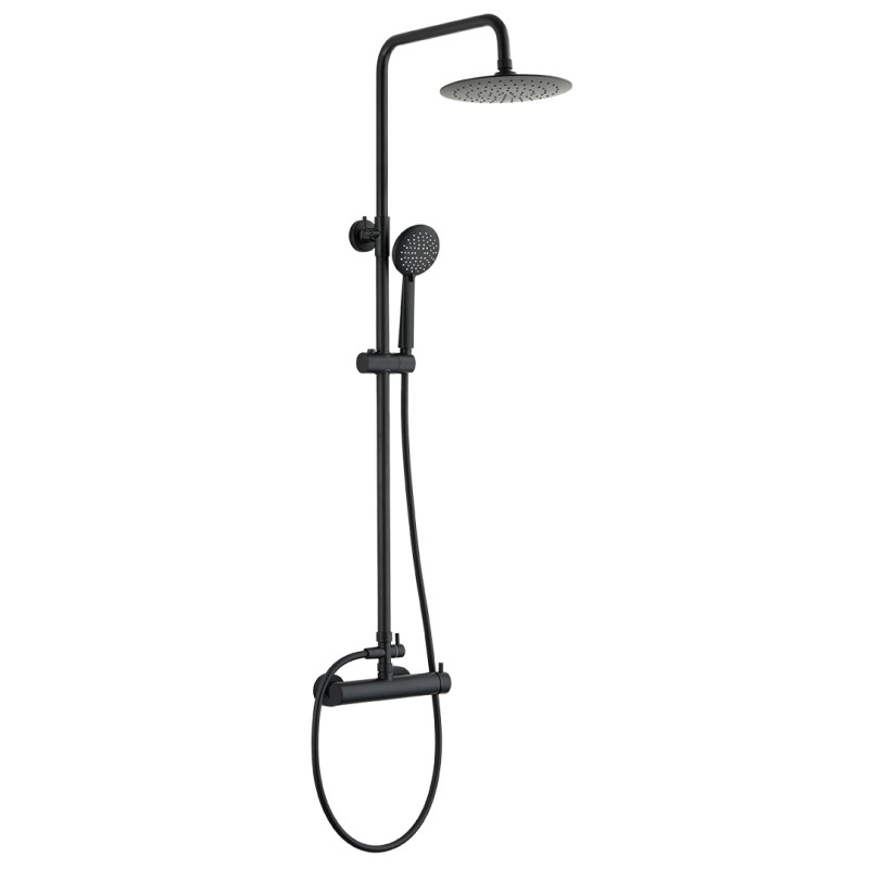 NORTES Nowoczesna Kolumna Prysznicowa z Funkcją Hydromasażu i Baterią Czarnego Wykończenia