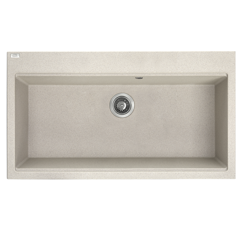 Ekskluzywny Zlewozmywak Tau Beżowy 1-komorowy z Syfonem Space Saving - Trwałość i Styl!