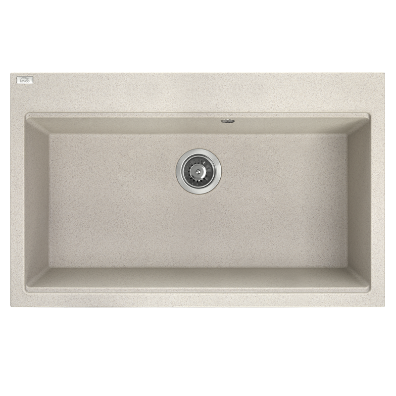 Zlew Tau Beżowy 1-komorowy 90 cm z Syfonem Space Saving – Elegancja i Funkcjonalność!