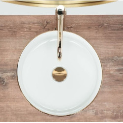 Luksusowa Umywalka Nablatowa SAMI z Złotą Krawędzią - Elegancja i Stół