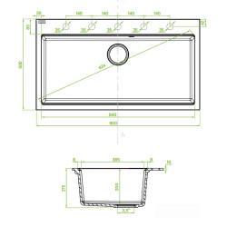 Laveo Tau zlewozmywak granitowy szare 500x900 1-komorowy