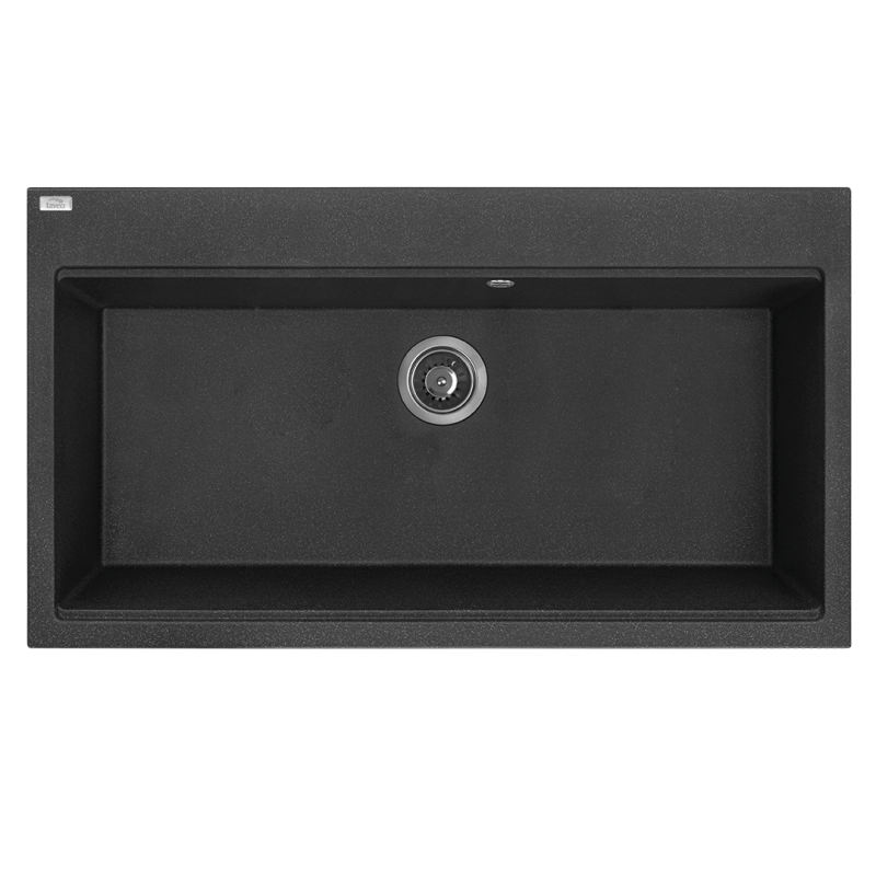 Czarno-złoty Zlew Tau: Elegancja z Funkcjonalnością, 90x50 cm, z syfonem Space Saving!