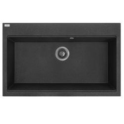 Zlewozmywak Tau 80x50 cm Czarny z Syfonem Space Saving - Wytrzymałość i Estetyka na Lata