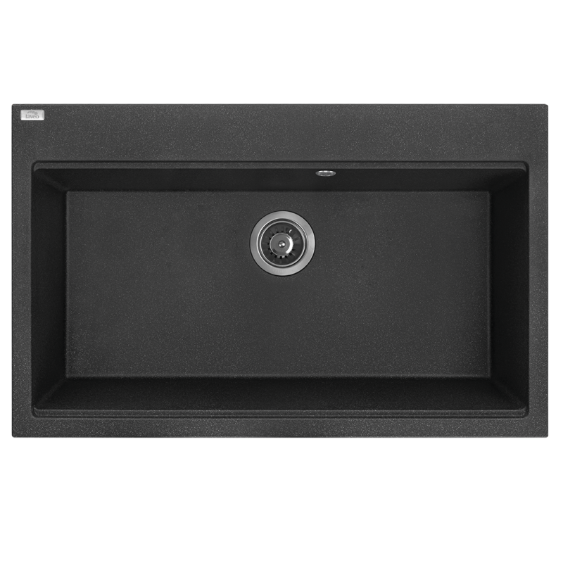 Zlewozmywak Tau 80x50 cm Czarny z Syfonem Space Saving - Wytrzymałość i Estetyka na Lata