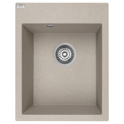 Beżowy Zlewozmywak Monchichi 1K 40cm - Wytrzymałość i Styl, Syfon Space Saving w Komplecie