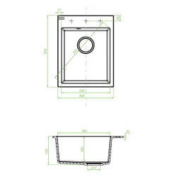Beżowy Zlewozmywak Monchichi 1K 40cm - Wytrzymałość i Styl, Syfon Space Saving w Komplecie