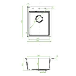 Zlewozmywak Monchichi Black SpaceSaver 1-komorowy, Odporny Design