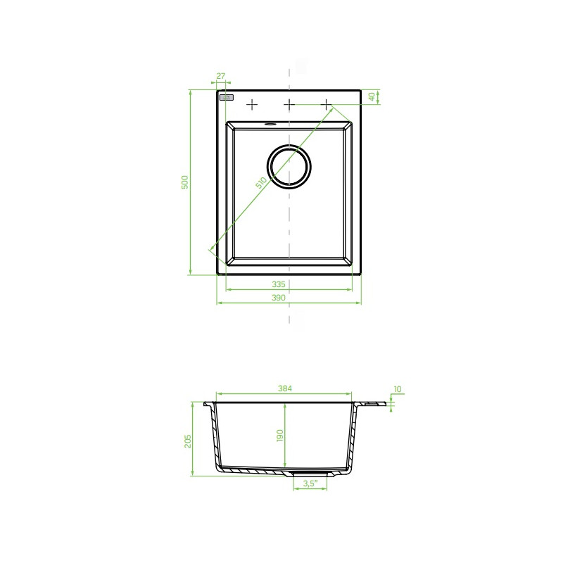 Zlewozmywak Monchichi Black SpaceSaver 1-komorowy, Odporny Design