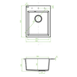 Monchichi 40cm Szary Zlewozmywak Jednokomorowy z Funkcją Odwracalną i Syfonem Space Saving