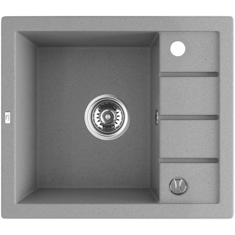Granitowy Zlewozmywak z Półociekaczem 1-Komorowy Szary 50 cm - Odporność i Styl!