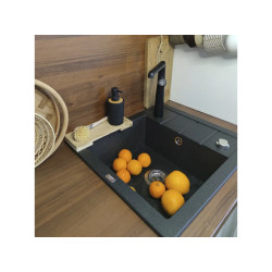 Laveo Trzynastka zlewozmywak granitowy czarne 495x570 1-komorowy