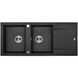 Laveo Megalo zlewozmywak granitowy czarne 500x116 2-komorowy