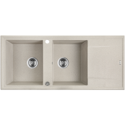 Megalo Zlewozmywak Beżowy 90 cm z Ociekaczem i Automatycznym Syfonem - Wytrzymały i Stylowy