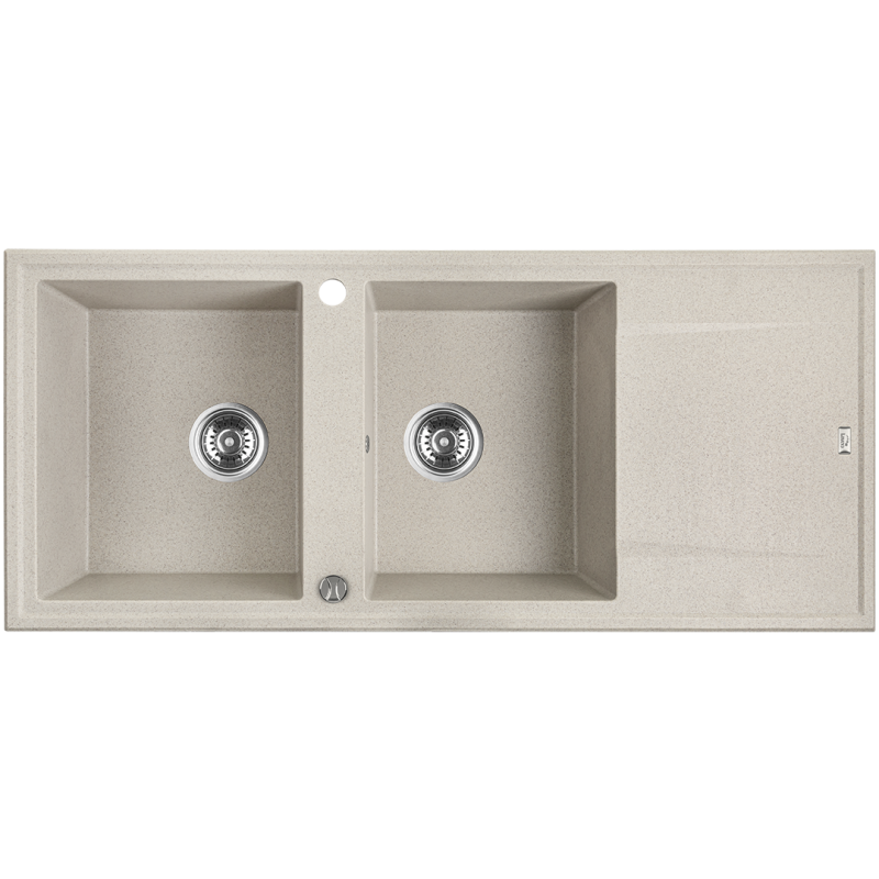 Megalo Zlewozmywak Beżowy 90 cm z Ociekaczem i Automatycznym Syfonem - Wytrzymały i Stylowy