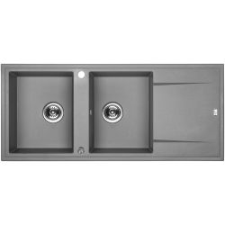 Laveo Megalo zlewozmywak granitowy szare 500x116 2-komorowy