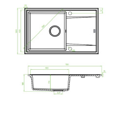 Zlewozmywak Megalo Beżowy z Ociekaczem 1-Komorowy - Trwałość i Styl z Syfonem Space Saving