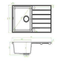 Laveo Megalo zlewozmywak granitowy szare 500x780 1-komorowy