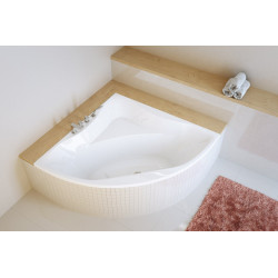 Glamour wanna narożna 140x140 cm, biały połysk