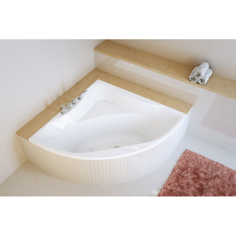 Glamour wanna narożna 150x150 cm, biały połysk