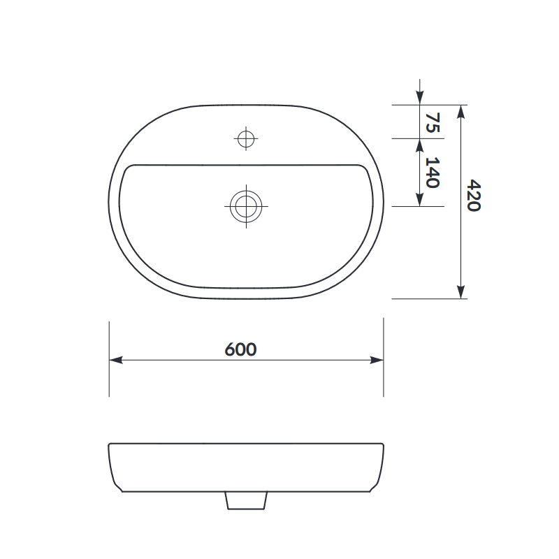 Elegancka Umywalka Ceramiczna Nablatowa Caspia Oval 60 cm - Styl i Funkcjonalność!