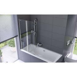 Fliper parawan nawannowy 80x140 cm 2-częściowy prawy, powłoka Clean Control, chrom