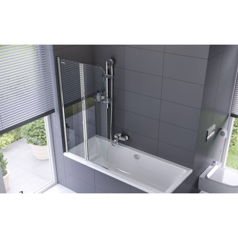 Fliper parawan nawannowy 80x140 cm 2-częściowy prawy, powłoka Clean Control, chrom