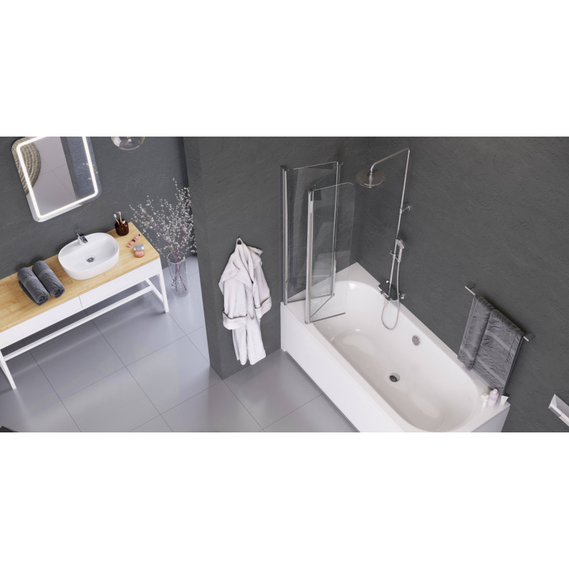 Fliper parawan nawannowy 120x140 cm 3-częściowy prawy, powłoka Clean Control, chrom