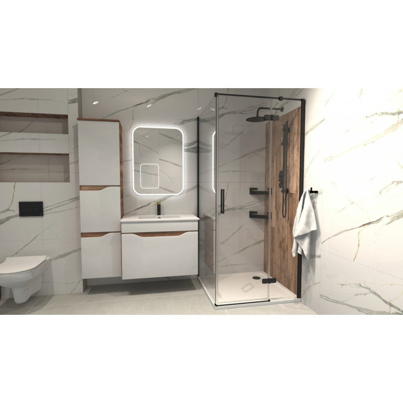 Elegancka Kabina Prysznicowa JOTA 90x90 Prawa z Czarnym Profilem - Nowoczesny Design