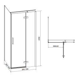 Elegancka Kabina Prysznicowa JOTA 90x90 Prawa z Czarnym Profilem - Nowoczesny Design