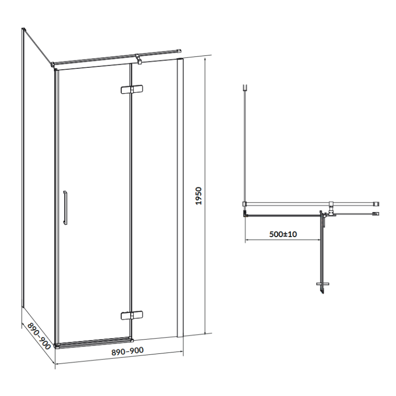 Elegancka Kabina Prysznicowa JOTA 90x90 Prawa z Czarnym Profilem - Nowoczesny Design
