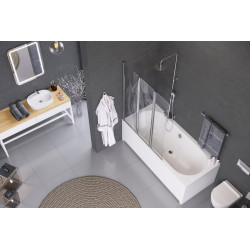 Elegancki Parawan Wannowy Lewy Skrzydło 120x140 - Nowoczesna Ochrona Łazienki