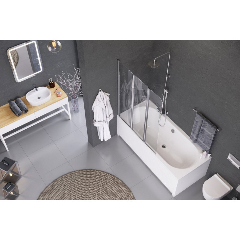 Elegancki Parawan Wannowy Lewy Skrzydło 120x140 - Nowoczesna Ochrona Łazienki