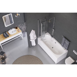 Elegancki Parawan Wannowy Lewy Skrzydło 120x140 - Nowoczesna Ochrona Łazienki