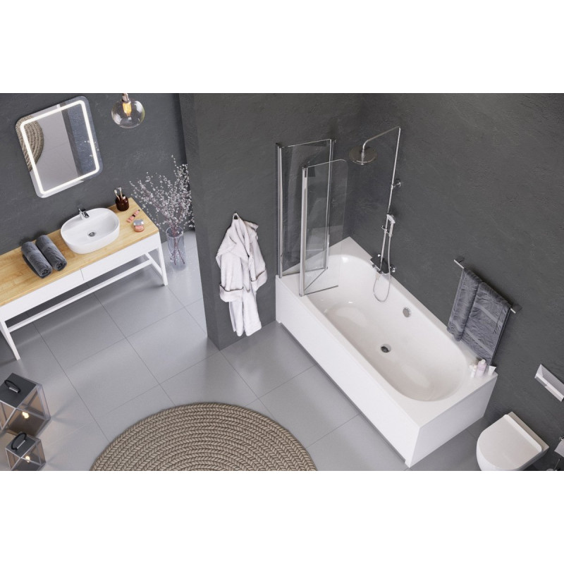 Elegancki Parawan Wannowy Lewy Skrzydło 120x140 - Nowoczesna Ochrona Łazienki