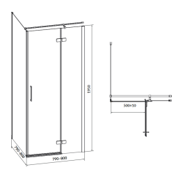 Stylowa Kabina Prysznicowa JOTA 80x80x195cm, czarny profil, prawostronna elegancja S160-008