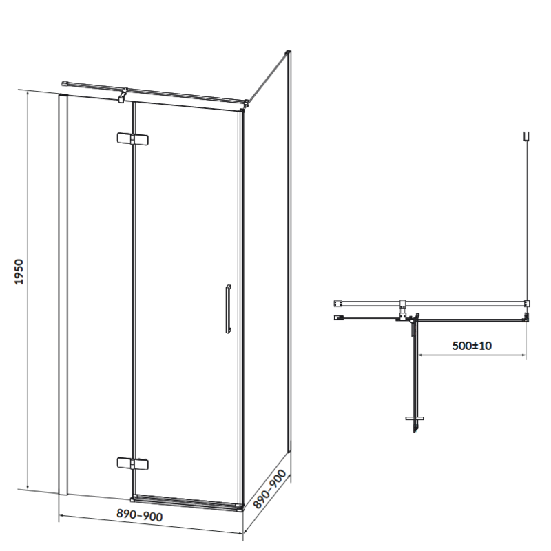 Elegancka Kabina Prysznicowa JOTA 90x90x195cm Lewa Chrom S160-001
