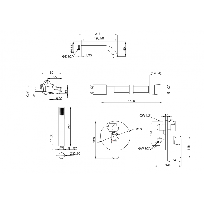 Elegancki Zestaw Podtynkowy Siros z Uniwersalną Baterią 2-Funkcyjną BS-90-W12