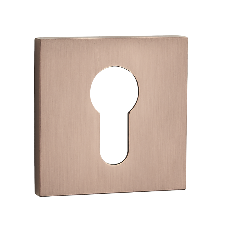 Kwadratowa rozeta na wkładkę z różowego złota – elegancja dla Twoich drzwi!