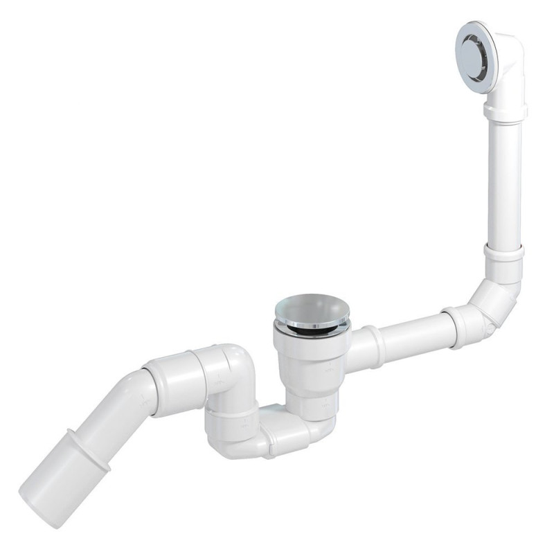 Nowoczesny Syfon Wannowy Klik-Klak Chrom z Górnym Czyszczeniem