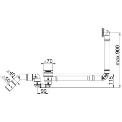 Nowoczesny Syfon Wannowy Klik-Klak Chrom z Górnym Czyszczeniem