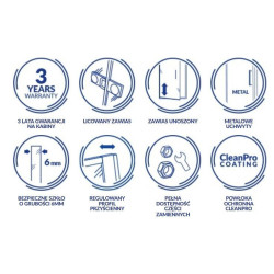 Elegancka Kabina Prysznicowa Pięciokątna JOTA 80x80 z Profilem Chromowym - Prawa Strona