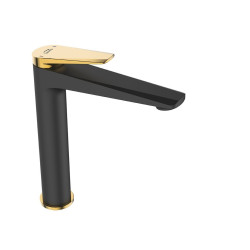 Czarna/Złota Bateria Rubio Elegance - Stylowy Mieszacz Jednouchwytowy z Klik-klakiem