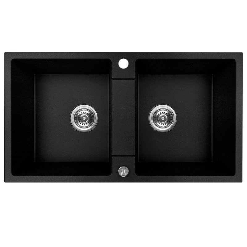 Granitowy Zlewozmywak RAB 2-komorowy Czarne Elegance - Wytrzymałość i Styl dla Twojej Kuchni!