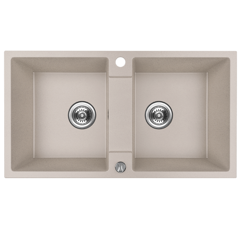 Elegancki Zlewozmywak Granitowy Rab 2-kom. Beżowy - Wytrzymałość i Styl na Lata!